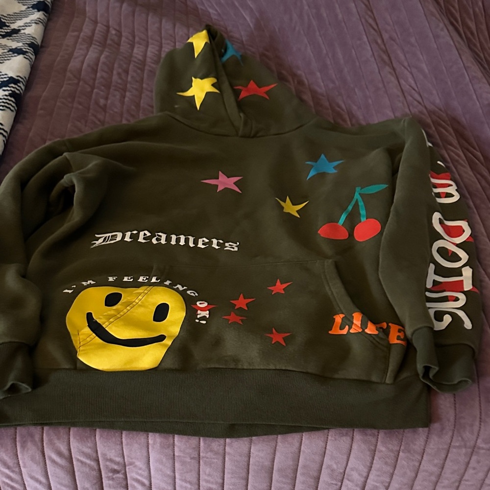 PacSun Olive Hoodie with Yellow Accents